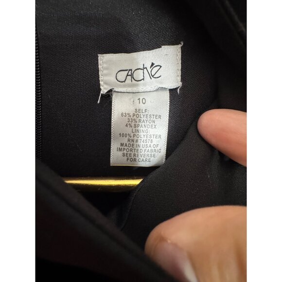 Vintage Black Cache Cold Shoulder Sheath Dress Sexy Y2K Size‎ 10 Classic LBD Hot - Picture 14 of 14